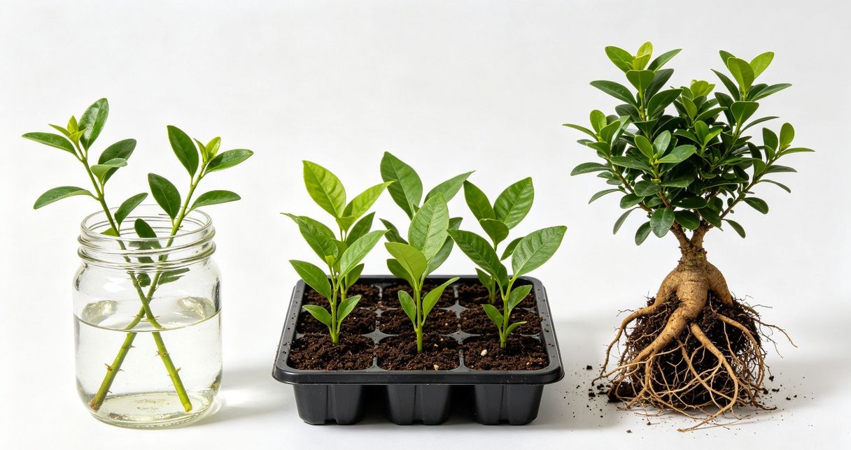 三种植物繁殖方法对比：水插、土插、分株